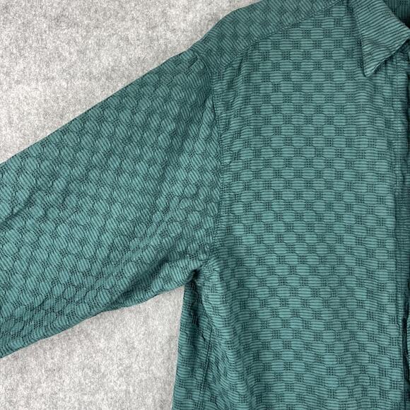 Vintage Guess Georges Marciano Shirt Mens 2 Green Textured Button Up 80s USA - Picture 4 of 15